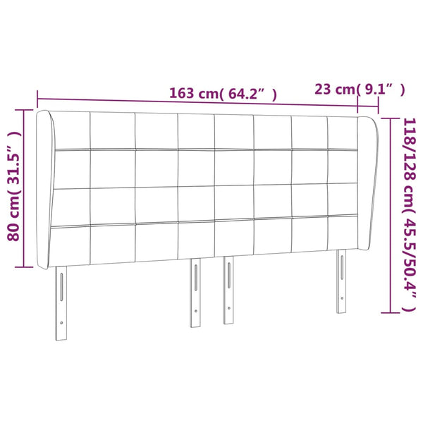 vidaXL Wingback Headboard Light Grey 163x23x118/128 cm Fabric