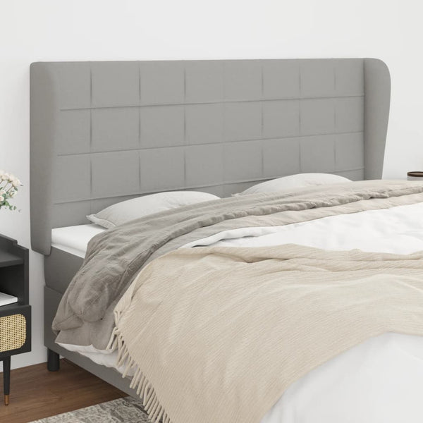 vidaXL Wingback Headboard Light Grey 163x23x118/128 cm Fabric