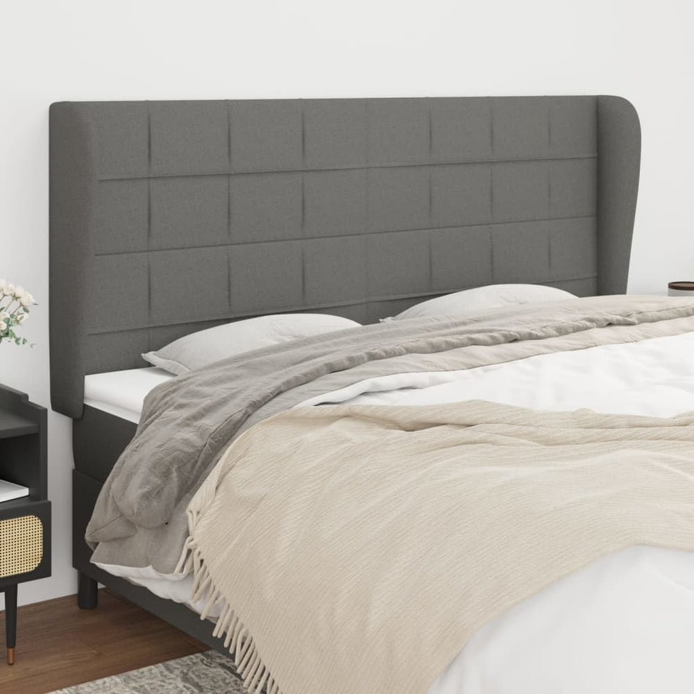 vidaXL Wingback Headboard Dark Grey 163x23x118/128 cm Fabric
