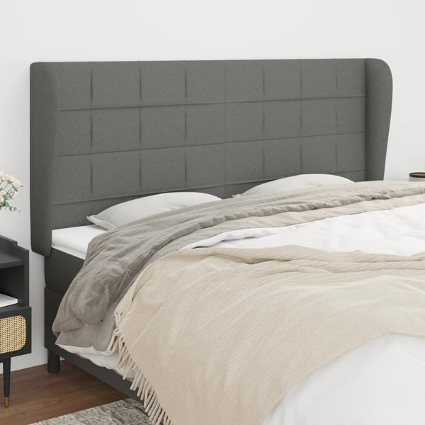 vidaXL Wingback Headboard Dark Gray 203x23x118/128 cm Fabric