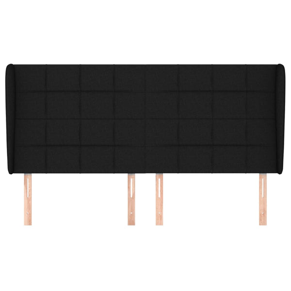 vidaXL Headboard with Wings Black 203x23x118/128 cm Fabric