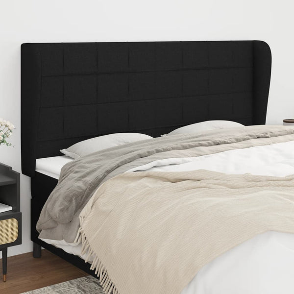 vidaXL Headboard with Wings Black 203x23x118/128 cm Fabric