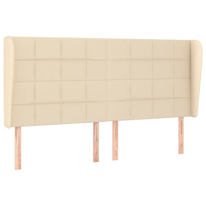 vidaXL Tufted Headboard Cream 203x23x118/128 cm Fabric