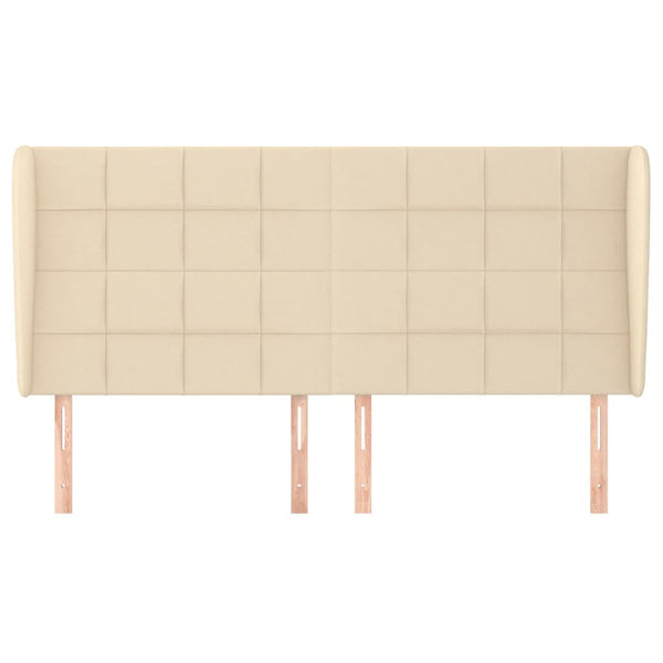 vidaXL Tufted Headboard Cream 203x23x118/128 cm Fabric