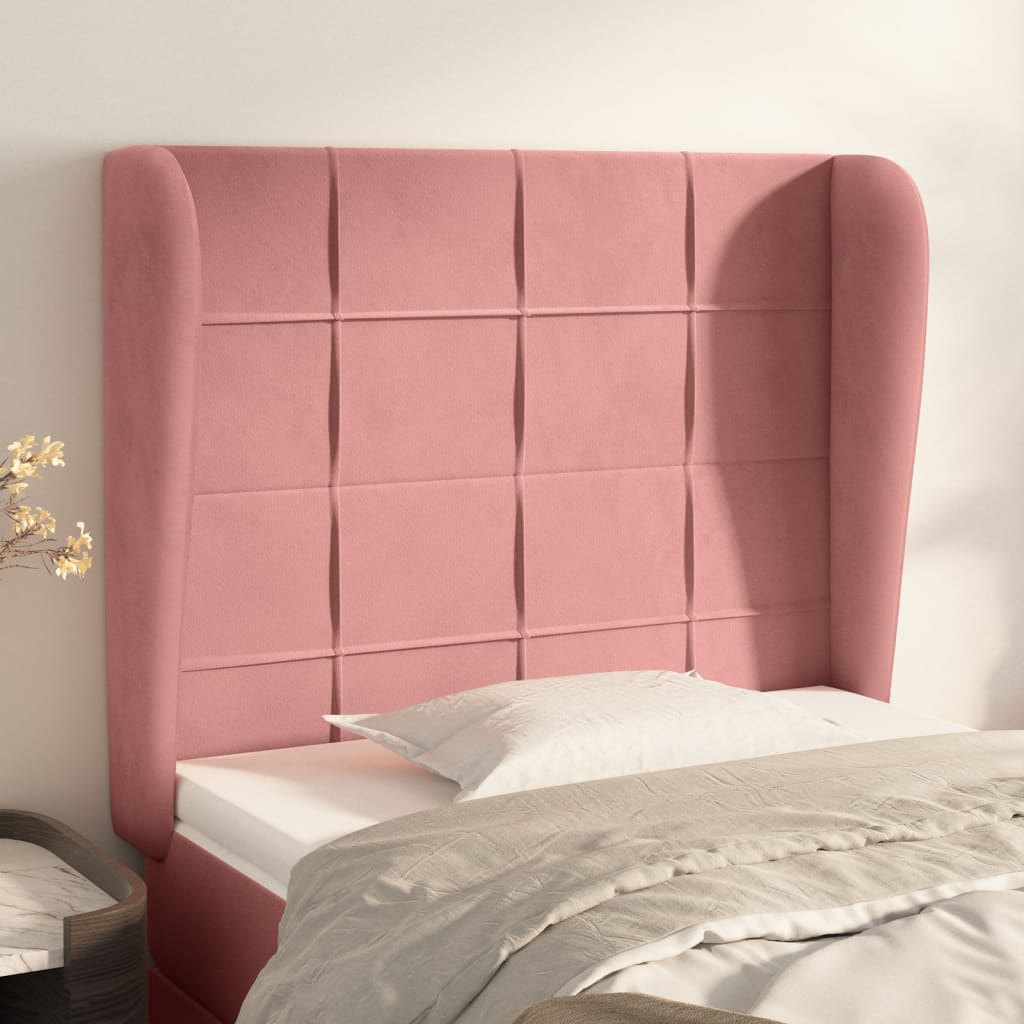 vidaXL Wingback Headboard Pink 83x23x118/128 cm Velvet