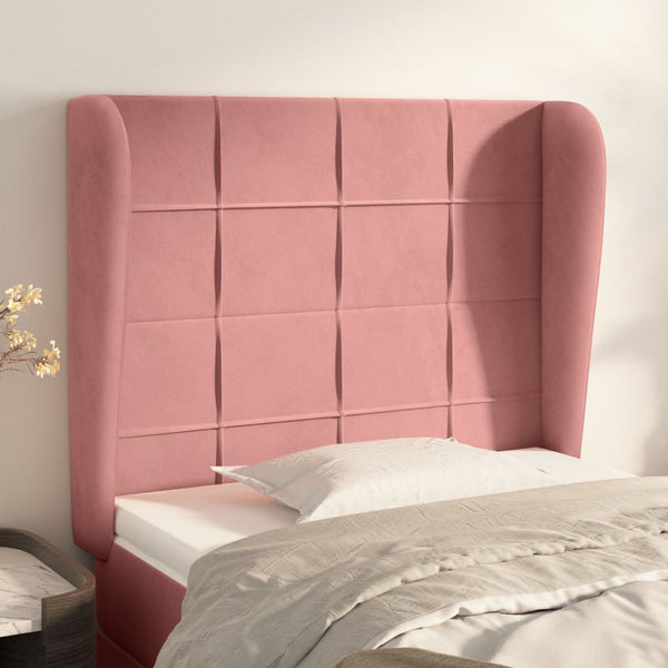 vidaXL Wingback Headboard Pink 83x23x118/128 cm Velvet