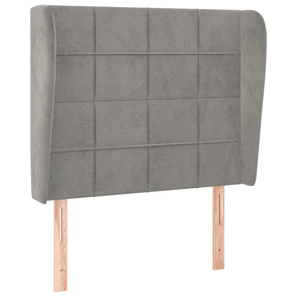 vidaXL Wingback Headboard Light Gray 93x23x118/128 cm Velvet