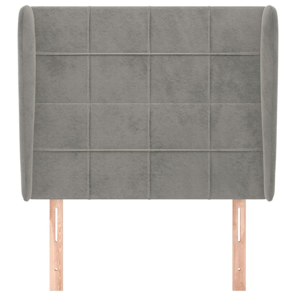 vidaXL Wingback Headboard Light Gray 93x23x118/128 cm Velvet