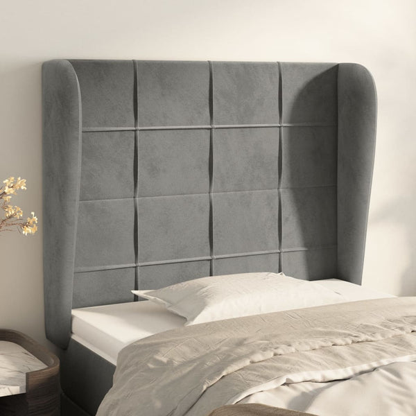 vidaXL Wingback Headboard Light Gray 93x23x118/128 cm Velvet