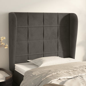 vidaXL Wingback Headboard Dark Grey 93x23x118/128 cm Velvet