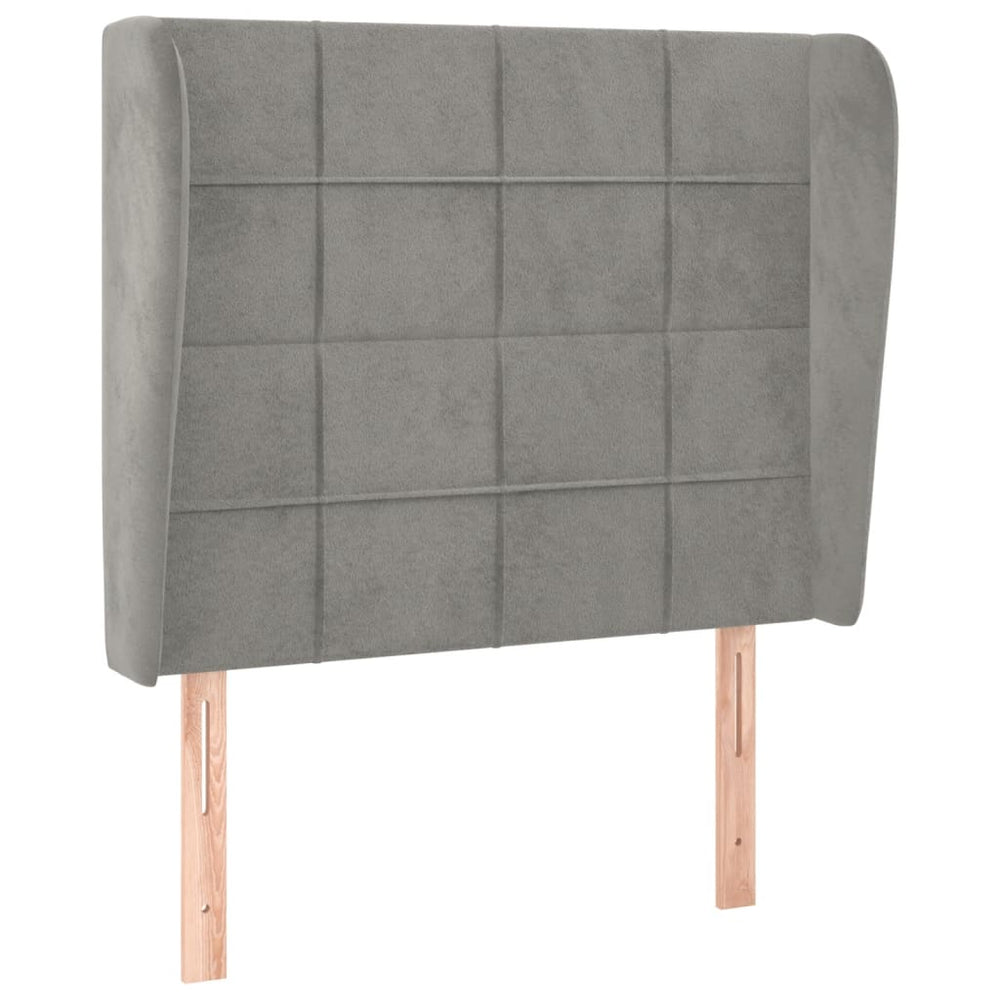 vidaXL Wingback Headboard Light Grey 103x23x118/128 cm Velvet