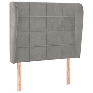 vidaXL Wingback Headboard Light Grey 103x23x118/128 cm Velvet