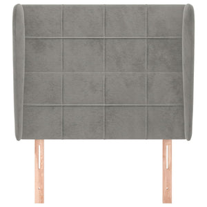 vidaXL Wingback Headboard Light Grey 103x23x118/128 cm Velvet