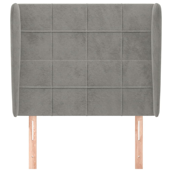 vidaXL Wingback Headboard Light Grey 103x23x118/128 cm Velvet