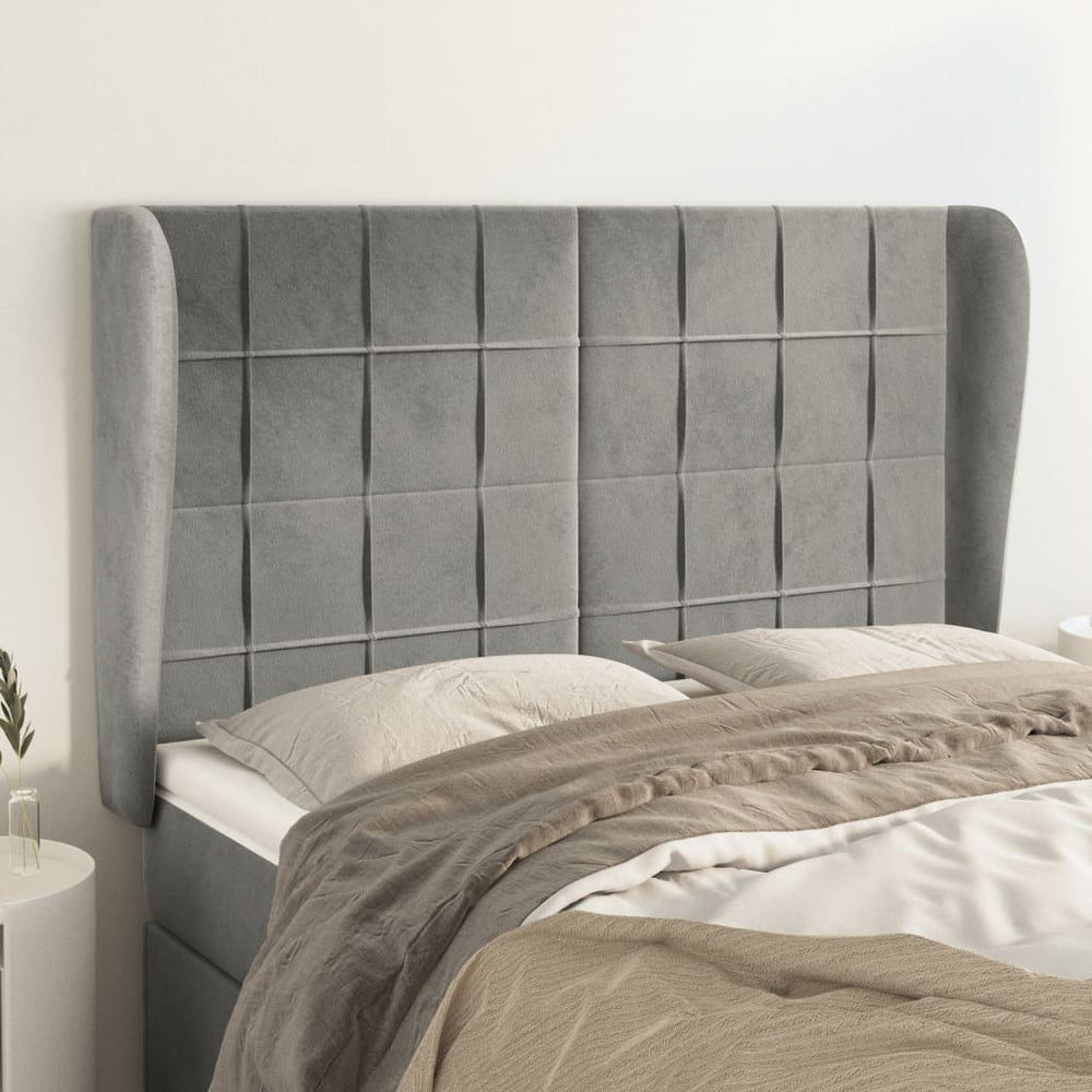 vidaXL Tufted Headboard Light Gray 147x23x118/128 cm Velvet