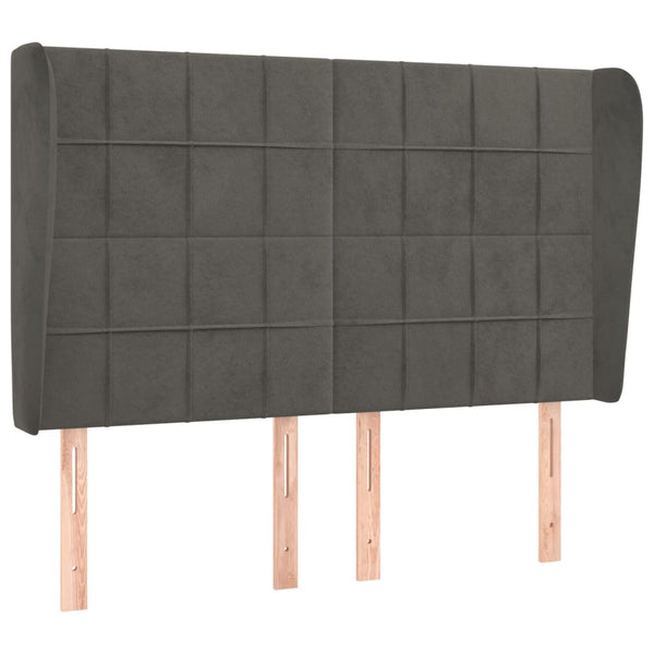 vidaXL Wingback Headboard Dark Grey 147x23x118/128 cm Velvet