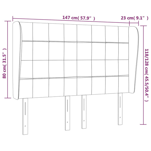 vidaXL Wingback Headboard Dark Grey 147x23x118/128 cm Velvet