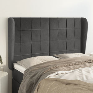 vidaXL Wingback Headboard Dark Grey 147x23x118/128 cm Velvet