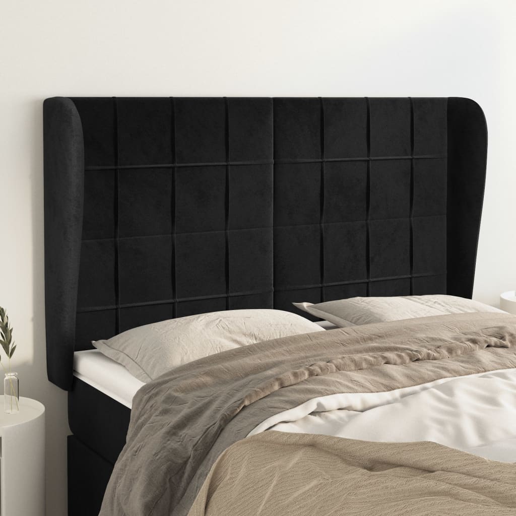 vidaXL Wingback Headboard Black 147x23x118/128 cm Velvet