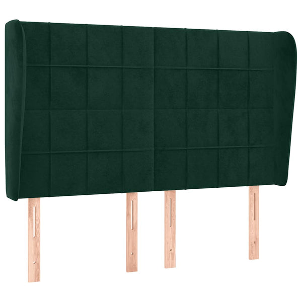 vidaXL Tufted Headboard with Wings Dark Green 147x23x118/128 cm Velvet