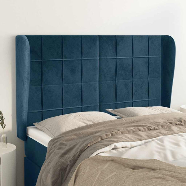 vidaXL Wingback Headboard Dark Blue 147x23x118/128 cm Velvet