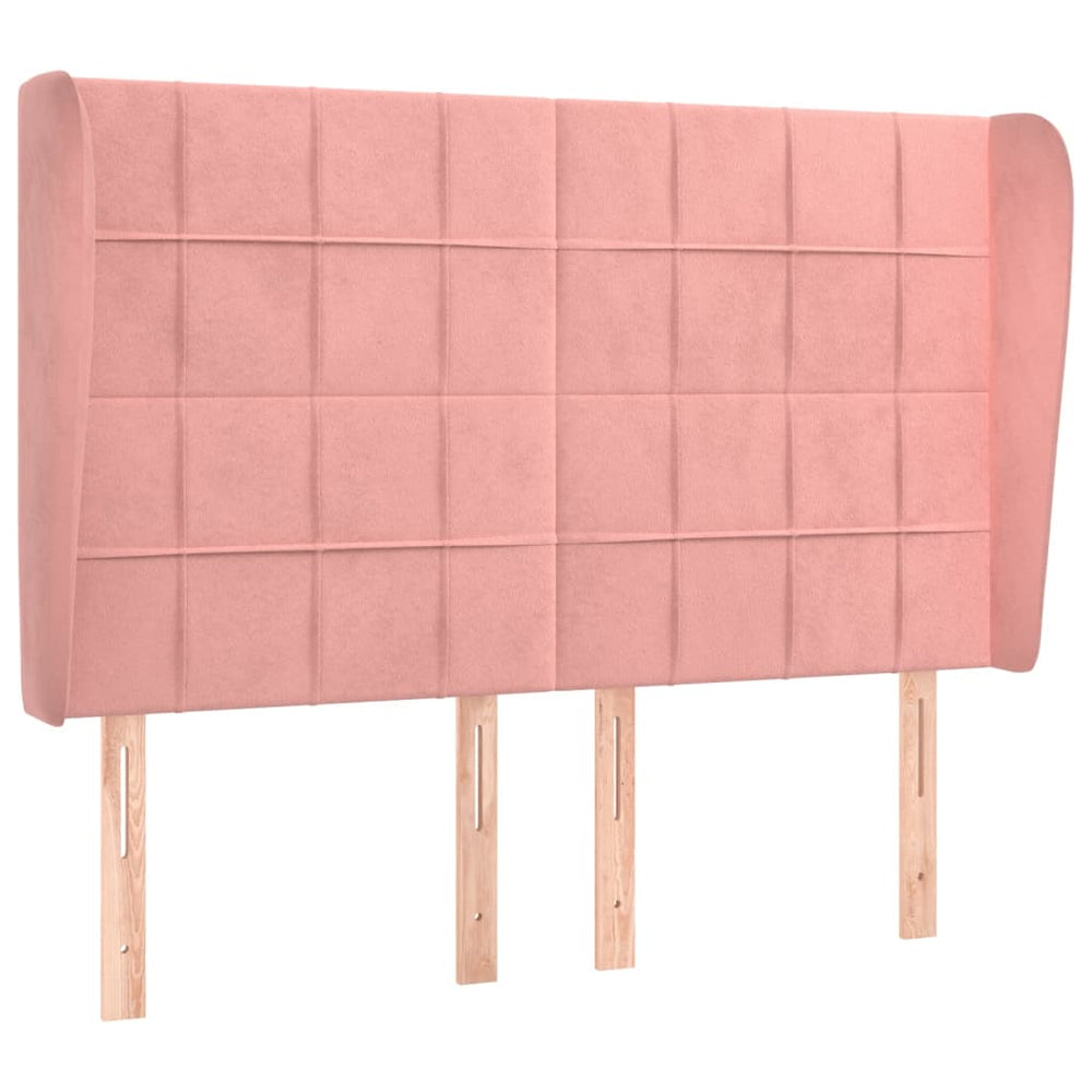 vidaXL Wingback Headboard Pink 147x23x118/128 cm Velvet