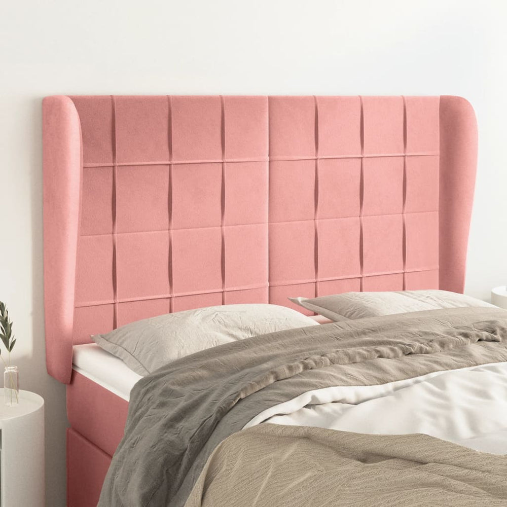 vidaXL Wingback Headboard Pink 147x23x118/128 cm Velvet
