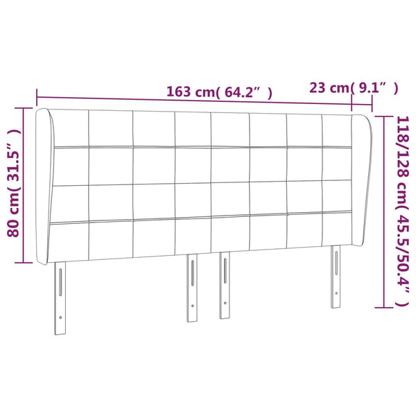 vidaXL Wingback Headboard Light Grey 163x23x118/128 cm Velvet