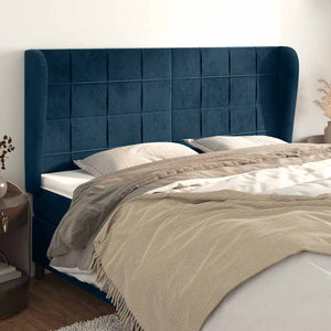 vidaXL Wingback Headboard Dark Blue 163x23x118/128 cm Velvet