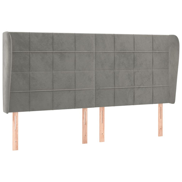 vidaXL Wingback Headboard Light Grey 183x23x118/128 cm Velvet