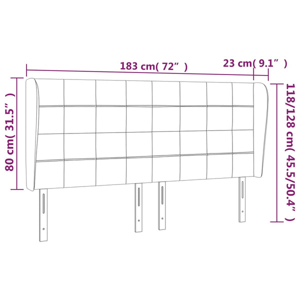 vidaXL Wingback Headboard Light Grey 183x23x118/128 cm Velvet