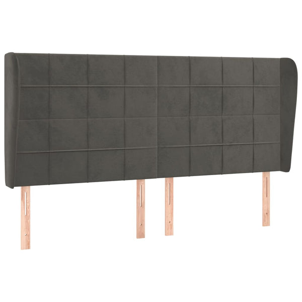 vidaXL Wingback Headboard Dark Grey 183x23x118/128 cm Velvet