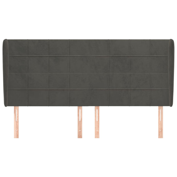 vidaXL Wingback Headboard Dark Grey 183x23x118/128 cm Velvet