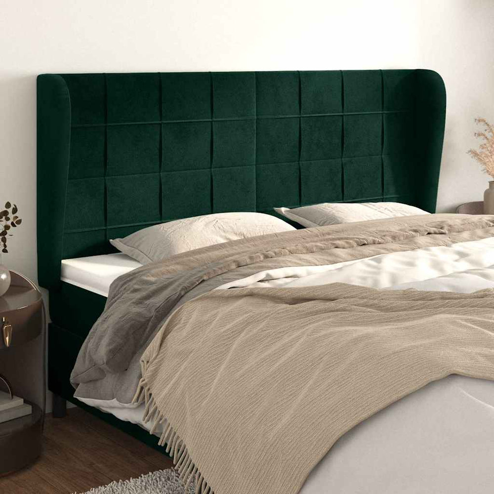 vidaXL Wingback Headboard Dark Green 183x23x118/128 cm Velvet