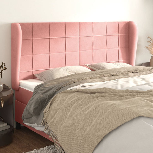 vidaXL Wingback Headboard Pink 183x23x118/128 cm Velvet
