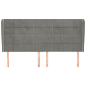 vidaXL Wingback Headboard Light Grey 203x23x118/128 cm Velvet