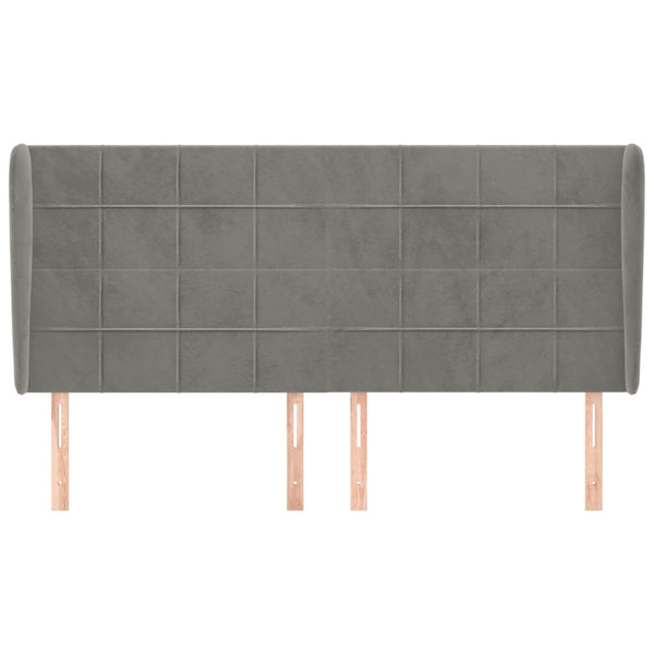 vidaXL Wingback Headboard Light Grey 203x23x118/128 cm Velvet