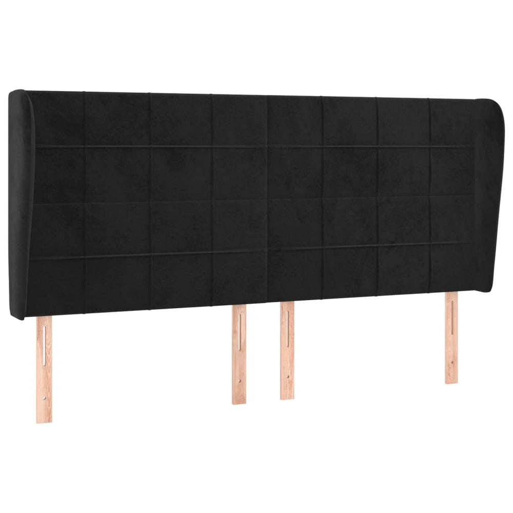 vidaXL Wingback Headboard Black 203x23x118/128 cm Velvet