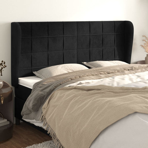 vidaXL Wingback Headboard Black 203x23x118/128 cm Velvet