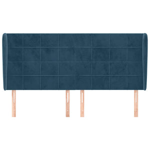 vidaXL Wingback Headboard Dark Blue 203x23x118/128 cm Velvet