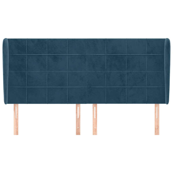vidaXL Wingback Headboard Dark Blue 203x23x118/128 cm Velvet
