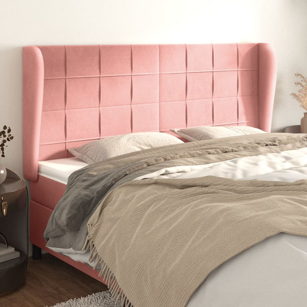 vidaXL Wingback Headboard Pink 203x23x118/128 cm Velvet
