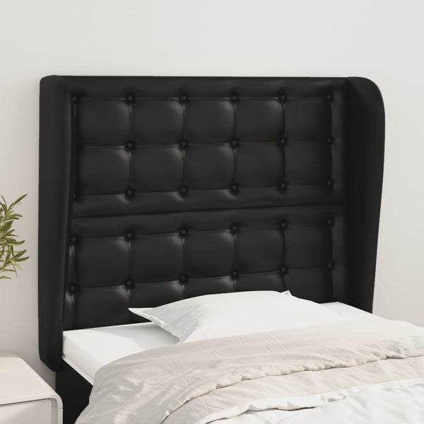 vidaXL Wingback Headboard Black 83x23x118/128 cm Faux Leather