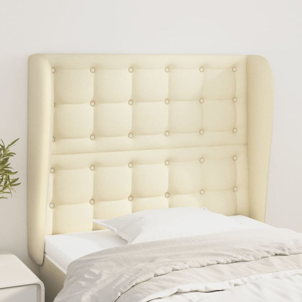 Kopfteil mit Ohren Creme 83x23x118/128 cm Kunstleder