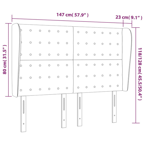 Kopfteil mit Ohren Schwarz 147x23x118/128 cm Kunstleder