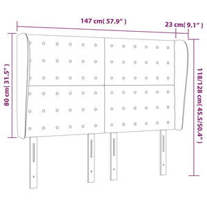Kopfteil mit Ohren Grau 147x23x118/128 cm Kunstleder