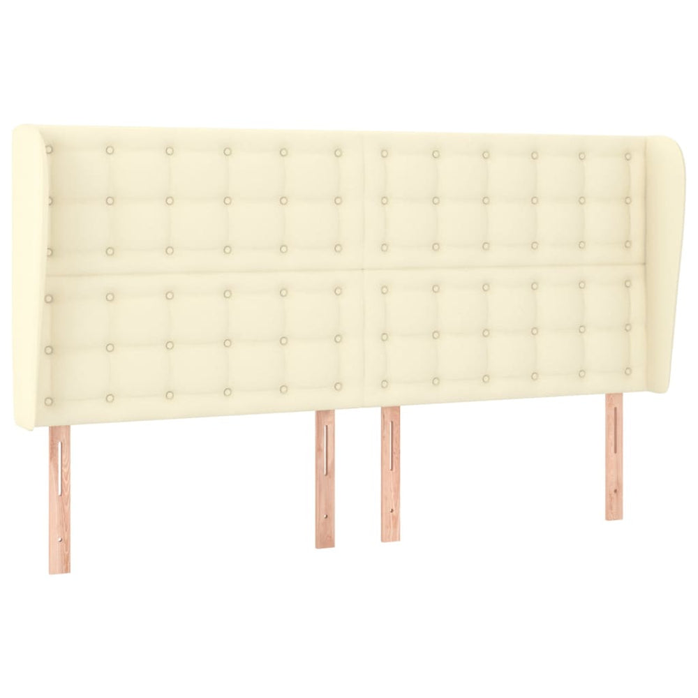 Kopfteil mit Ohren Creme 163x23x118/128 cm Kunstleder