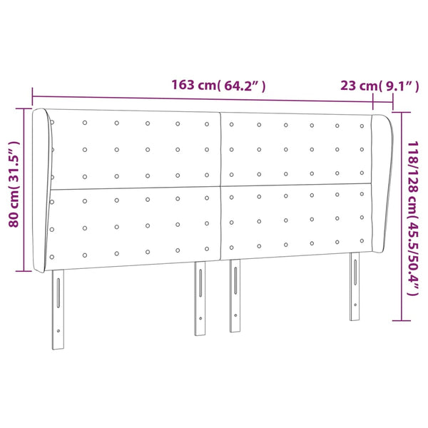Kopfteil mit Ohren Creme 163x23x118/128 cm Kunstleder