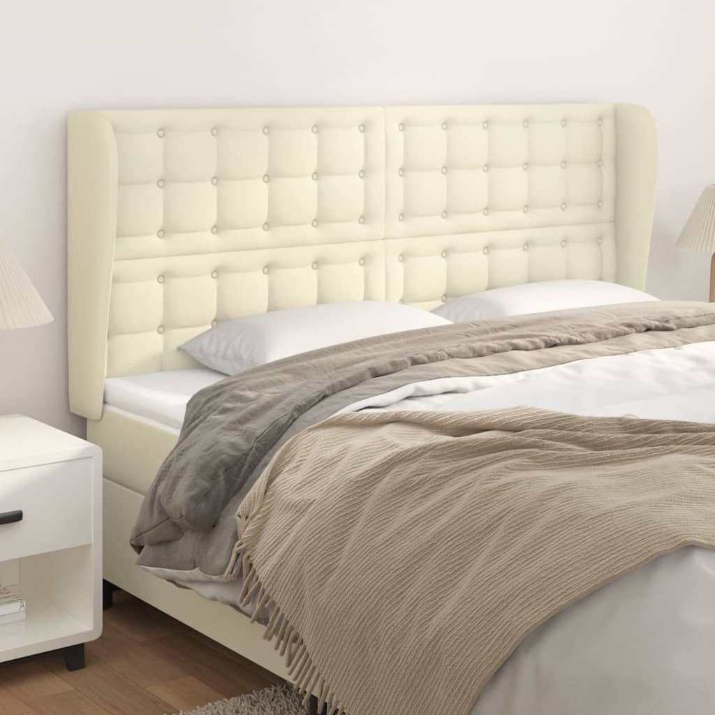 Kopfteil mit Ohren Creme 163x23x118/128 cm Kunstleder
