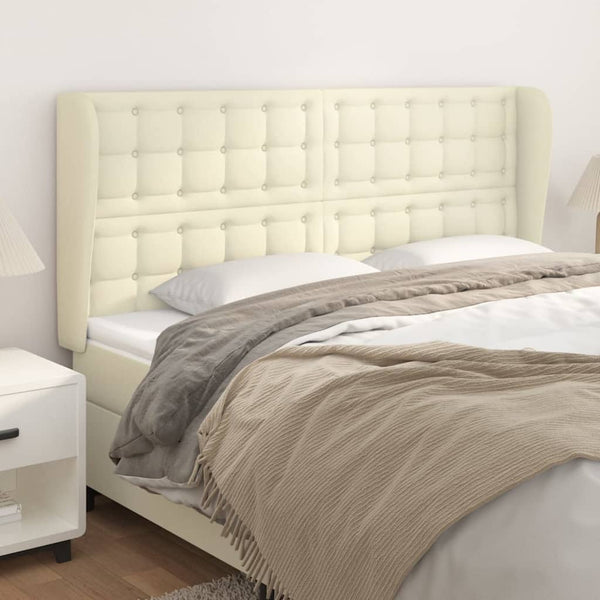 Kopfteil mit Ohren Creme 163x23x118/128 cm Kunstleder
